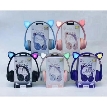 P47M Wireless Bluetooth Headset Gamer Cat LED Light Foldable Noise Cancelling Earbuds Wireless Headphones Bluetooth Earphones