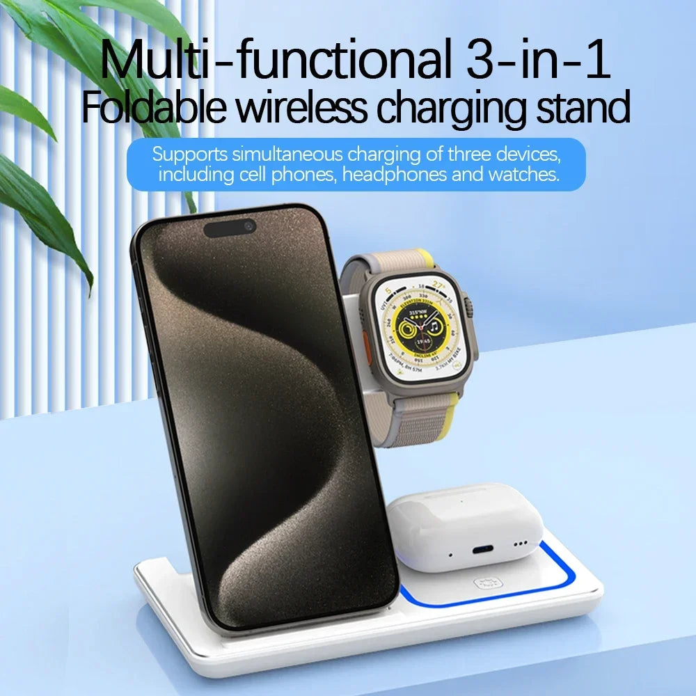 High-Speed Wireless Charging Station 3in 1 for iPhone17/16/15/14/13/12/iWatch10/9/8/7,AirPods2/3/Pro-Multiple Devices-for Home