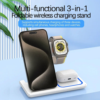 High-Speed Wireless Charging Station 3in 1 for iPhone17/16/15/14/13/12/iWatch10/9/8/7,AirPods2/3/Pro-Multiple Devices-for Home