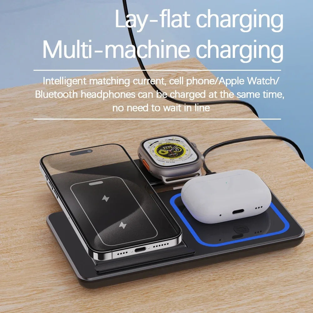 High-Speed Wireless Charging Station 3in 1 for iPhone17/16/15/14/13/12/iWatch10/9/8/7,AirPods2/3/Pro-Multiple Devices-for Home