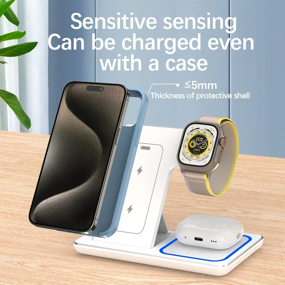 High-Speed Wireless Charging Station 3in 1 for iPhone17/16/15/14/13/12/iWatch10/9/8/7,AirPods2/3/Pro-Multiple Devices-for Home